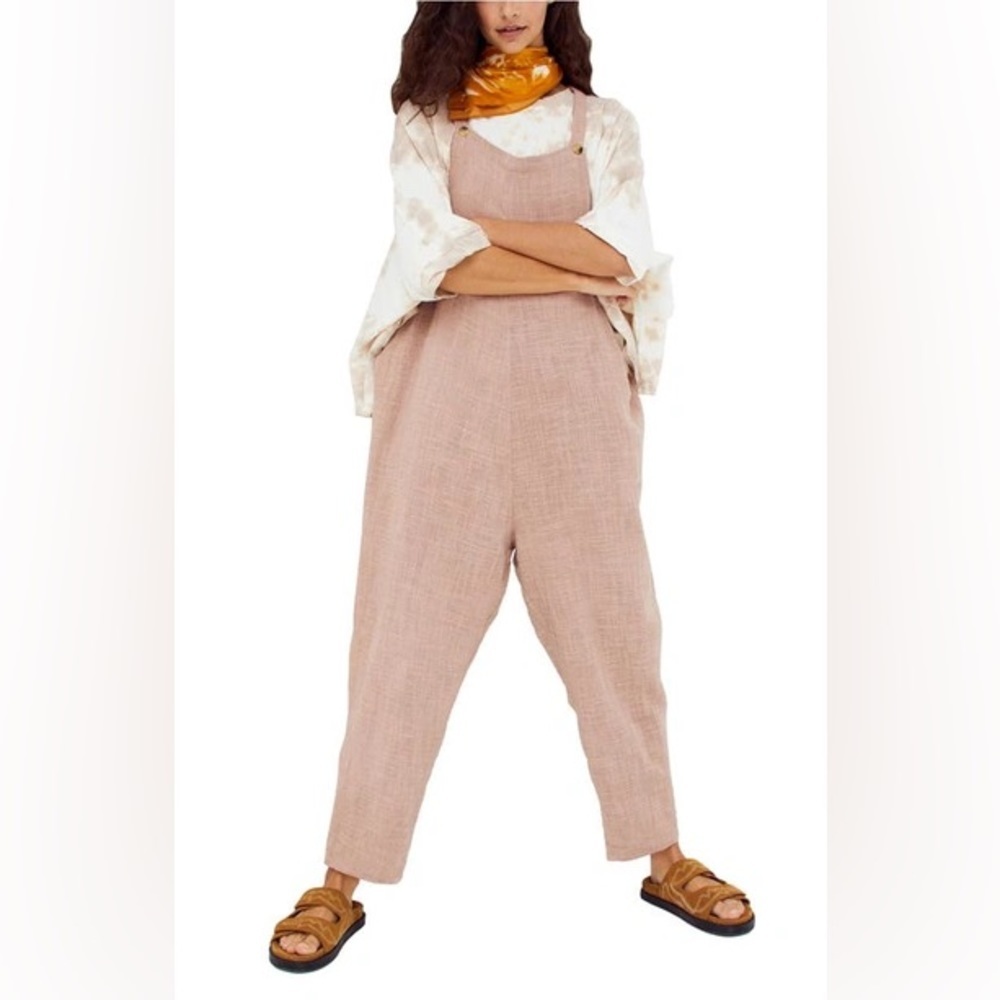 FREE PEOPLE SEZANNE SLEEVELESS JUMPSUIT IN SMOKED MULBERRY PINK SIZE LARGE
